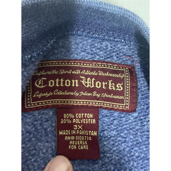 Cotton Works Pullover Hoodie Blue  3XL 3 Extra Large Soft Casual - Picture 7 of 10
